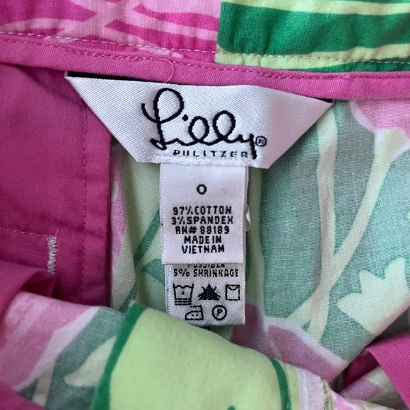 Lilly Pulitzer Derby Patch White Pink Green High-Rise Golf Cart Shorts 0 - Picture 9 of 9